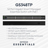 S350 Series 52-Port Gigabit Ethernet Poe+ Smart Managed Essentials Switch 48 X 1G Poe+ @ 380W, 4 X 1G Dedicated Sfp Desktop Or Rackmount (Gs348Tpv2)
