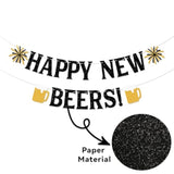 Happy New Beers Banner Black Glitter Beer Theme 2026 Party Decoration