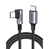 UGREEN Right Angle USB C Cable 10FT, 60W USB C to USB C Cable 90 Degree Type C Cable for iPhone 17/16, MacBook Pro/Air, iPad Pro 2022/Air 5/Mini 6, Galaxy S25/S24/S22, Pixel 8/7, Switch