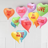 12 Pcs Valentine'S Day Candy Heart Balloons 18 Inch Foil Heart Shaped Balloons Xoxo Love Sweet Be Mine Kiss Me Hug Me Foil Valentine'S Day Wedding Decor(Colorful)