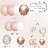 156pcs Boho Balloon Garland Kit in Pink, Brown & Gold for Weddings Parties