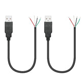 2Pcs Short Usb A Male 4 Pin Bare Wire 11Inch,Usb 5V/2A 4 Pin Pigtail Open End Power And Data Cable,For Usb Equipment Installed Or Replacement Repair Diy Cable