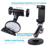 Gym Magnetic Phone Holder Mount With 360° Adjustable Dual Ballhead Magic Arm, Magnet Base Phone Mount For Gym Equipment, Refrigerator, Or Any Ferrous Metal Surface, Compatible With All Smartphones