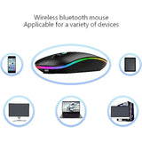 Wireless Mouse, Bluetooth 5.2, Dual Mode With Usb Receiver, Led Silent Slim Rechargeable Mouse For Laptop, Macbook, Ipad, Tablet (Black)