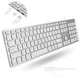 Wired Keyboard For Mac With Usb Hub (2X Usb-A / 1X Usb-C) - Compatible Backlit Apple Keyboard With Dual Interface - Auto Os Detection For Mac, Macbook, Imac, Pc, Android, Ipad, Ios - Silver