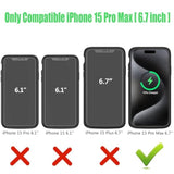 Wireless Charging Case For Iphone 15 Pro Max, 12000Mah High Capacity Portable Rechargeable Battery Case Qi Wireless Charging With Iphone 15 Pro Max (6.7 Inch) Extended Battery Charger Case (Black)