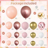 Rose Gold Balloon Garland Kit, Nude Pastel Pink Metallic Gold Matte White Balloons Gold And Rose Gold Confetti Balloons For Wedding Bridal Shower Princess Party Girl Birthday Baby Shower Decorations