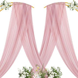 Dusty Rose Wedding Arch Draping Fabric 1 Panel 29" X 20 Ft Extra Long Gauze Drapes Sheer Backdrop Curtains 6.6 Yards Airy Outdoor Drapery Panels For Wedding Bridal Shower Ceiling Decoration