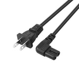 Universal 2 Prong Power Cord 1 Feet - Nema 1-15P To Iec320 C7 Figure 8 Shotgun Connector Ac Power Supply Cable Wire Socket Plug Jack Right Angle Replacement Black (1Ft)
