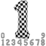 40 Inch Checkered Number 1 Balloon 1St Race Car Birthday Party Supplies Black And White Large Number Balloon For Girls Boys 1St Birthday Fast Race Car Flag Party Decorations