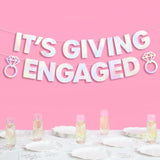It'S Giving Engaged Banner - Iridescent Foil | 5 Ft. | Bachelorette Decorations, Engagement Party Sign, Proposal Background, Bach Supplies
