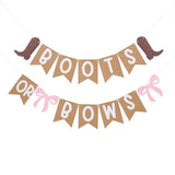"Boots or Bows" Gender Reveal Banner Cowgirl Party Supplies & Decoration Sign