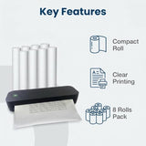 8 Rolls (About 200 Pages), Thermal Printer Paper 8.5 X 11, Letter, Rolled, 3 Proofing, Not Quick Dry For Pen, Bpa Free. For , Peripage, Munbyn, Jadens, Hprt, Phomemo
(Lasting 10-15 Years)