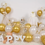 White & Gold Balloon Set (60pcs): Metallic, Pearl, Confetti - Party Decorations