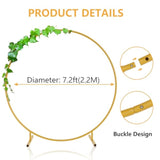 7.2Ft Round Backdrop Stand, Stable Balloon Arch Stand, Metal Wedding Arch Backdrop Stand Circle Backdrop Stand Frame For Wedding, Birthday Party, Baby Shower Decoration (Gold)