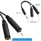 1/4 Splitter Male To Dual 1/4" Trs Stereo Female Jack Splitter Headphone Adapter Cable - 8 Inches / 20Cm Quarter Inch Cord