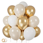 100Pcs White Gold Balloons 12In White Sand Metallic Latex Boho Party Decor
