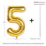 40-Inch Gold Foil Number Balloon β Number 5 Party Decoration