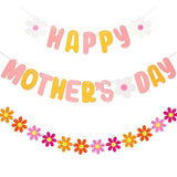Happy Mothers Day Banner Mothers Day Decorations Sign Bunting Banner Garland with Daisy for Mothers Days DIY Home, Office, Fireplace, Wall Party Supplies Event Decorations Photo Props