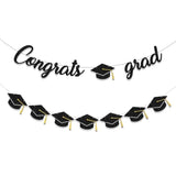Graduation Decorations Class Of 2025 Party Supplies - Congrats Grad Banner And Graduation Cap Banner (Pre-Strung)