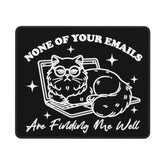 Funny Square Cat Mouse Pad With Durable Stitched Edges Washable, Anti-Slip Rubber Base Wireless Mouse Pads For Desk, Computers, Laptop 9.5 X7.9 Inch (None Of Your Emails)