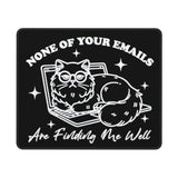 Funny Square Cat Mouse Pad With Durable Stitched Edges Washable, Anti-Slip Rubber Base Wireless Mouse Pads For Desk, Computers, Laptop 9.5 X7.9 Inch (None Of Your Emails)