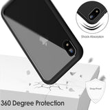 Jetech Case For Xr 6.1-Inch With Built-In Anti-Scratch Screen Protector, 360 Degree Full Body Rugged Phone Cover Clear-Back (Black)
