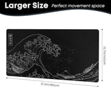Japanese Sea Wave Anime Large Gaming Mouse Pad For Desk (31.5X15.7 In) Computer Desk Pad Mat With Non-Slip Rubber Base,Double Stitched Edges,3Mm Thick Mousepad Xxl For Keyboard And Mouse