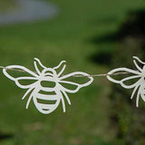 Wood Bee Garland Banner For Party Decorations - Baby Shower, Birthday, Wall, Fireplace, Room Decor - Pom Pom Happy Bee Theme (7 Pcs)