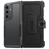 For Samsung Galaxy S24-Fe Case: Dual Layer Military Grade Drop Protection Cell Phone Cover With Belt-Clip Holster | Shockproof Rugged Durable Heavy Duty Protective Bumper Tough (Black)