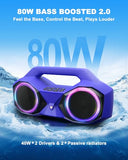 Bluetooth Speaker Outdoor Loud: 80W(Peak) with Bass, Portable Wireless Speaker with IPX7 Waterproof, 20H Playtime, RGB Lights, TWS for , Beach, Work
