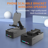 Foldable Phone Stand with Speaker, Gifts for Men Women, Wireless Bluetooth Speaker with Cell Phone Stand and Anti-Slip Base Led RGB Light HD Surround