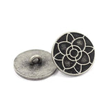 12 Pieces Lotus Blossom Metal Shank Buttons. 20Mm (3/4 Inch) (Antique