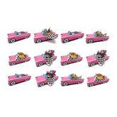 12 Classic Car Party Food Boxes With Wax Paper - 50'S Pink Birthday Set