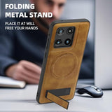 Compatible For Motorola Moto G Stylus 5G 2025 Case Leather ?Compatible With Magsafe? Magnetic Cover Stand Funda Para Rugged Anti-Slip Shockproof Phone Case Brown
