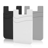 Phone Wallet 3-Pack Stick-On Card Holder for iPhone Samsung Android Black Grey White