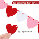 5 Pack Heart Garland Decorations Felt Heart Banner Hanging For Valentines, Anniversary, Mantle, Room Decor (Red, White, Pink)