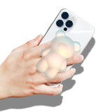 Magnetic 3D Gummy Bear Style Expandable Collapsible Mobile Phone Grip Stand Holder for Smartphone Tablet Cell Phone Accessory (Matte Holographic)