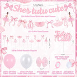 Pink Bows Ballet Girls Birthday Party Decorations, She'S Tutu Cute Ballerina Theme Birthday Party Banner Cake Toppers Balloons For Two Two Cute 2Nd Bday Baby Shower Tutu Dancing Girls Party Supplies
