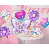 Butterfly Birthday Party Decoration Butterfly Aluminum Foil Balloon Girl Party Birthday Decoration With Straw Ribbon