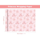 Princess Wrapping Paper - Mini Roll - 17 Inch X 16.5 Feet - Carriage Castle Pink Wrapping Paper Perfect For Kids Girls Birthday, Baby Shower