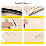 Slim Pu Leather 13 13.6 Inch Laptop Sleeve Protective Case With Mouse Pad For Macbook Air/Pro 13 M4/M3/M2/M1 Hp Lenovo Dell Asus Samsung Briefcase Carrying Laptop Bag (Apricot, 13 Inch)
