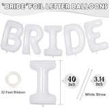 40 Inch White Bride Balloons, Giant Bride To Be Balloons, Bride Letter Balloon, Bachelorette Party Balloon, Bridal Photo Booth Bridal Banner For Wedding Bachelorette Party Decorations (White)