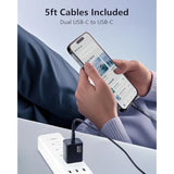 45W Usb-C Charger, 45W Power Adapter Supports Super Fast Charging For Galaxy S25/S24/S23, Compatible With Iphone 16/15, Ipad, And More Devices, (2-Pack Of Charger And 5 Ft Cable)