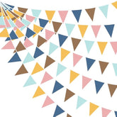 32Ft Boho Party Decorations, Retro Fabric Triangle Pennant Garland for Events & Classroom