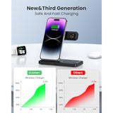 3 In 1 Wireless Charger For Iphone 16/15/14/13/12,Wireless Charging Station For Apple Devices, Charging Stand For Apple Watch Series 10, For Airpods 4 (Black)