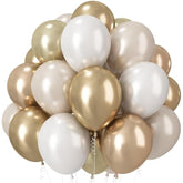 Champagne Gold And White Balloons, 12 Inch Double Stuffed Pearl White Sand Gold Metallic Balloons Wedding Beige Cream Latex Balloon For Boho Bridal Shower Birthday Bachelorette Engagement Party Decor