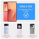 for Galaxy Z Flip7 Case, Curly Wavy Frame Hard Translucent Matte Clear Back Cover for Women Men Compatible with Magsafe Shockproof TPU Bumper