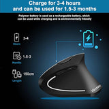 Wireless Mouse Ergonomic Mouse Rechargeable Vertical Optical Mice With Usb Receiver, 6 Buttons 2.4Ghz For Pc Computer,Laptop,Etc?Black?