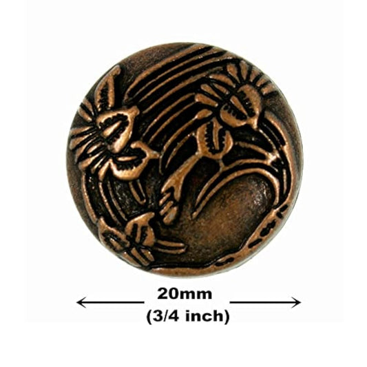 12 Pieces Begonia Flowers Metal Shank Buttons. 20Mm (3/4 Inch) (Antiqu